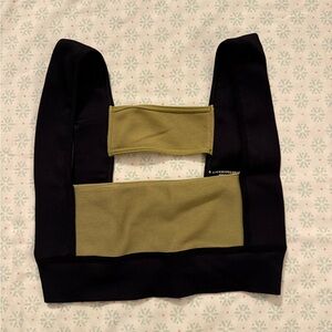 Anthropologie Black and Olive Ribbed Bra/Top